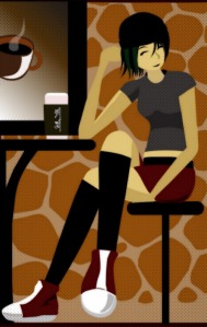 Coffee girl. I removed the lines...and it looks more like content for Stockphotos